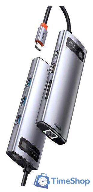 Док-станция Baseus Metal Gleam Series 8-in-1 Multifunctional Type-C HUB Docking Station CAHUB-CV0G - Изображение №6 — Интернет-магазин Time-Shop