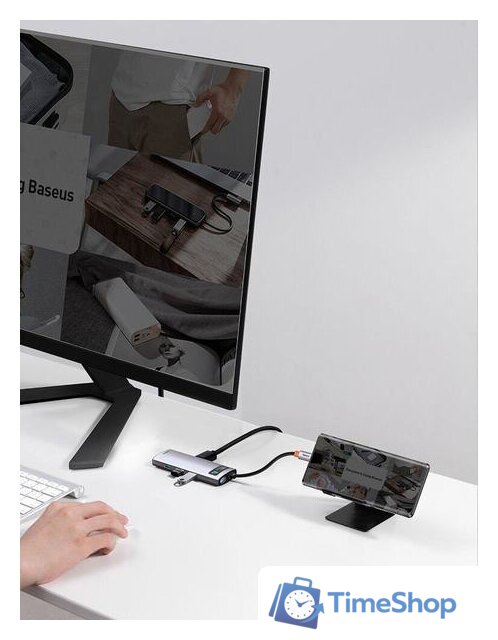 Док-станция Baseus Metal Gleam Series 8-in-1 Multifunctional Type-C HUB Docking Station CAHUB-CV0G - Изображение №13 — Интернет-магазин Time-Shop
