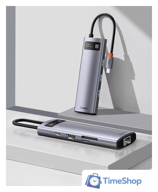 Док-станция Baseus Metal Gleam Series 8-in-1 Multifunctional Type-C HUB Docking Station CAHUB-CV0G - Изображение №10 — Интернет-магазин Time-Shop