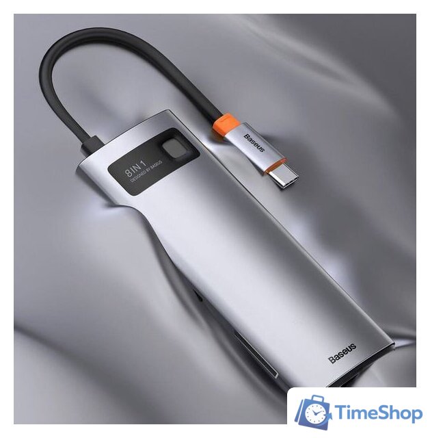 Док-станция Baseus Metal Gleam Series 8-in-1 Multifunctional Type-C HUB Docking Station CAHUB-CV0G - Изображение №18 — Интернет-магазин Time-Shop
