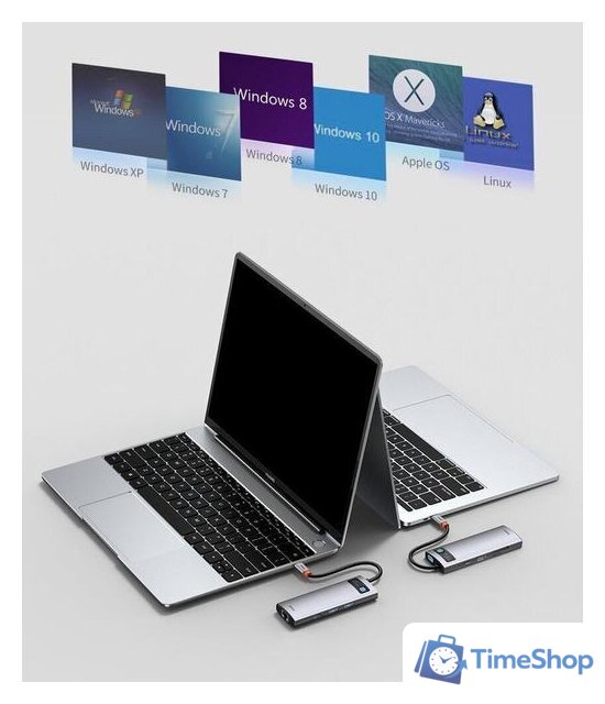 Док-станция Baseus Metal Gleam Series 8-in-1 Multifunctional Type-C HUB Docking Station CAHUB-CV0G - Изображение №17 — Интернет-магазин Time-Shop