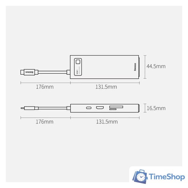 Док-станция Baseus Metal Gleam Series 8-in-1 Multifunctional Type-C HUB Docking Station CAHUB-CV0G - Изображение №19 — Интернет-магазин Time-Shop