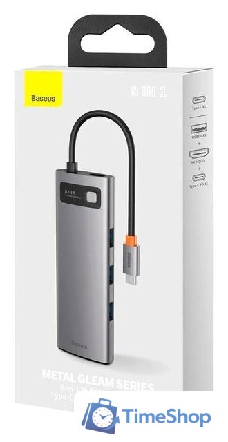 Док-станция Baseus Metal Gleam Series 8-in-1 Multifunctional Type-C HUB Docking Station CAHUB-CV0G - Изображение №20 — Интернет-магазин Time-Shop