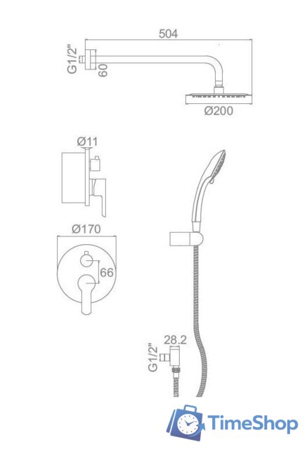 Душевая система  Ledeme L2403-2 - Изображение №2 — Интернет-магазин Time-Shop