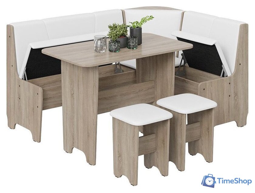 Обеденная группа Трия Техас исп. 1 (дуб сонома трюфель/экокожа белый) - Изображение №3 — Интернет-магазин Time-Shop