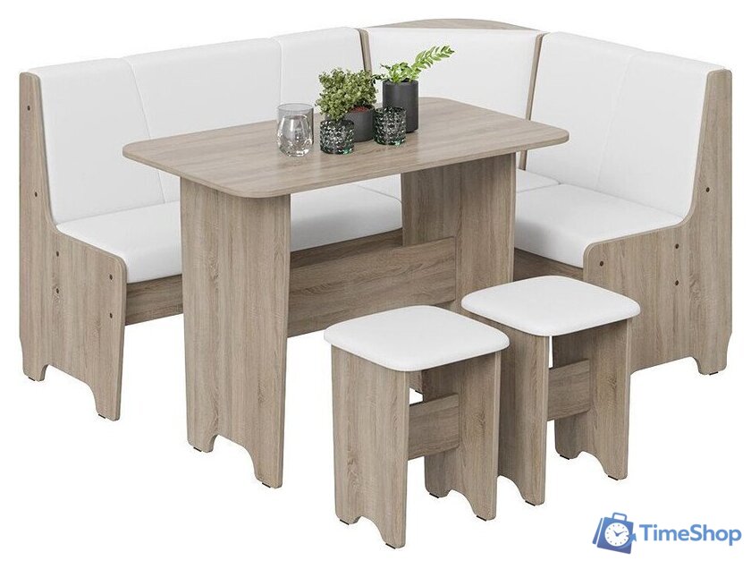 Обеденная группа Трия Техас исп. 1 (дуб сонома трюфель/экокожа белый) - Изображение №1 — Интернет-магазин Time-Shop