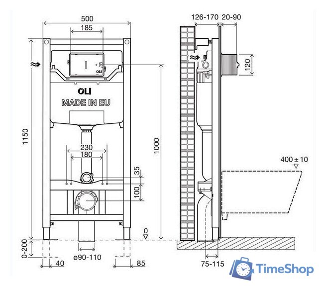 Инсталляция для унитаза OLI 885052+889312 (бронза/медь) - Изображение №4 — Интернет-магазин Time-Shop