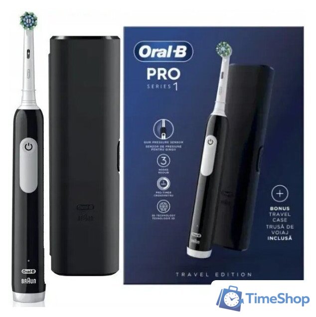 Электрическая зубная щетка Oral-B Pro Series 1 Travel Edition (черный) - Изображение №1 — Интернет-магазин Time-Shop