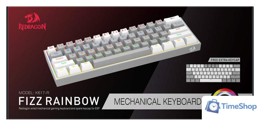 Клавиатура Redragon Fizz (серый/белый) - Изображение №10 — Интернет-магазин Time-Shop