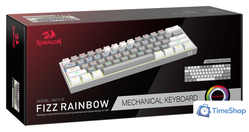 Клавиатура Redragon Fizz (серый/белый) - Изображение №9 — Интернет-магазин Time-Shop