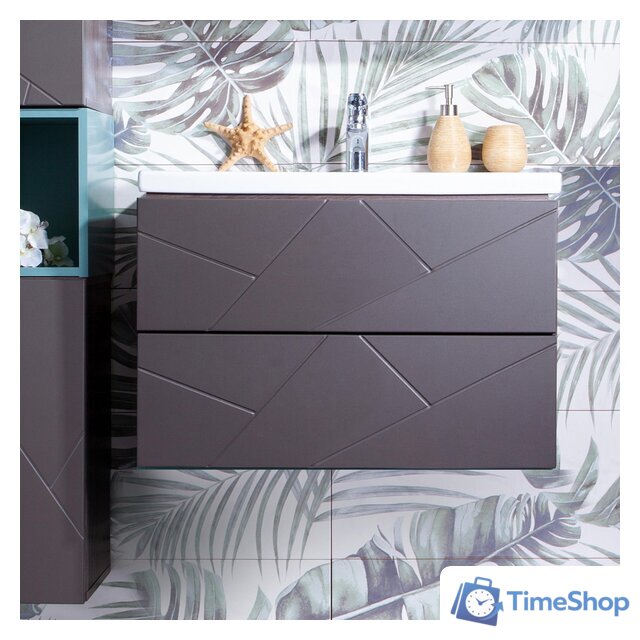  Бриклаер Тумба под умывальник Кристалл 70 (ясень анкор темный/софт графит) - Изображение №4 — Интернет-магазин Time-Shop