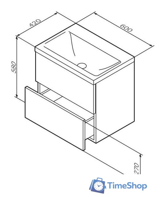  AM.PM Тумба с умывальником Gem M90FHX06022WG + M90WCC0602WG - Изображение №7 — Интернет-магазин Time-Shop