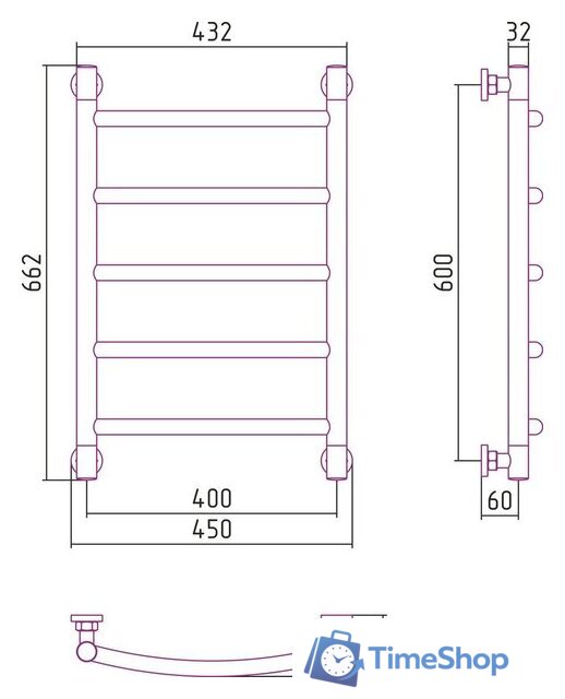 Полотенцесушитель Сунержа Галант+ 600x400 00-0200-6040 - Изображение №3 — Интернет-магазин Time-Shop