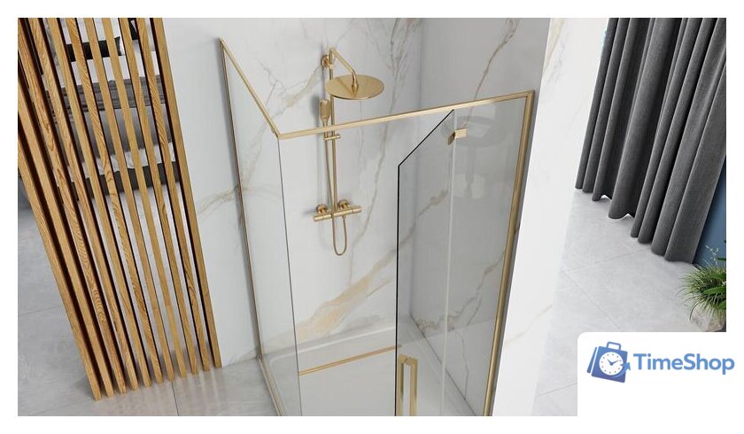 Душевой уголок Rea Fargo 100х80 (золото/прозрачное стекло) - Изображение №4 — Интернет-магазин Time-Shop