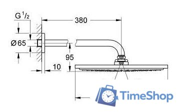 Верхний душ Grohe Rainshower Cosmopolitan 310 26066AL0 (темный графит, матовый) - Изображение №2 — Интернет-магазин Time-Shop