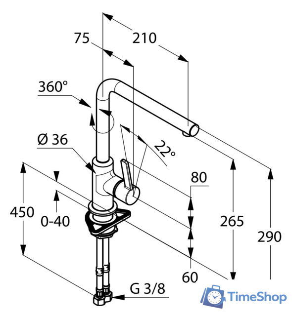 Смеситель Kludi L-ine S 408030575 - Изображение №3 — Интернет-магазин Time-Shop