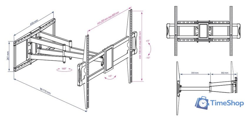 Кронштейн для телевизора Kromax ATLANTIS-75 (черный) - Изображение №3 — Интернет-магазин Time-Shop