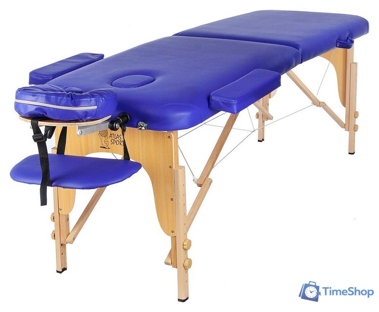 Массажный стол Atlas Sport складной 2-с деревянный 70 см (синий) - Изображение №1 — Интернет-магазин Time-Shop