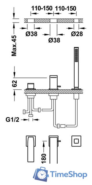 Смеситель Tres Slim 20216103Bm - Изображение №2 — Интернет-магазин Time-Shop