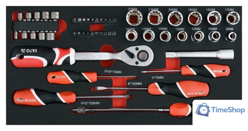 Универсальный набор инструментов Yato YT-09104 (78 предметов) - Изображение №6 — Интернет-магазин Time-Shop
