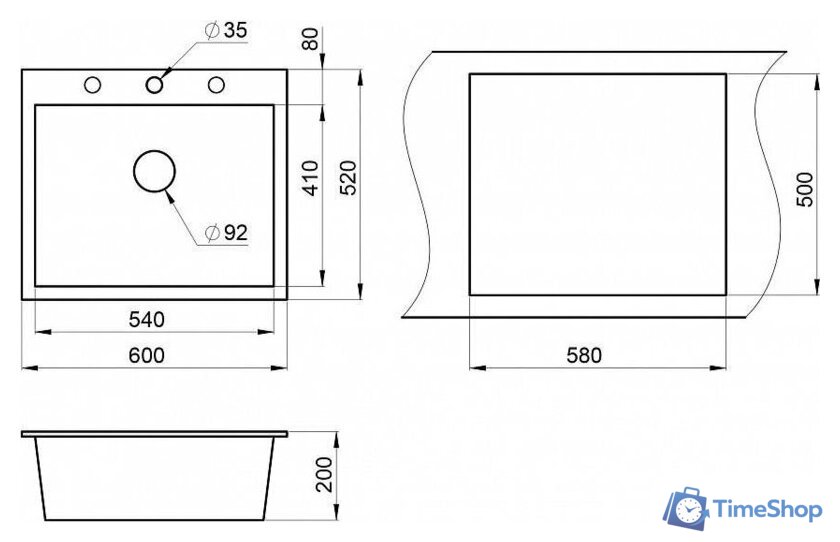 Кухонная мойка Granula GR-6001 (базальт) - Изображение №3 — Интернет-магазин Time-Shop