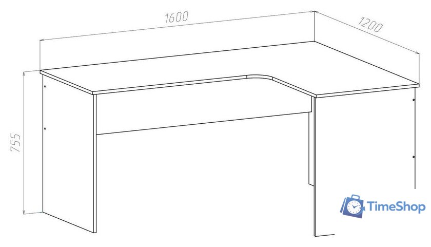 Стол МДК СПУ-Л угловой 1600x1200x755 (левый, дуб млечный) - Изображение №2 — Интернет-магазин Time-Shop