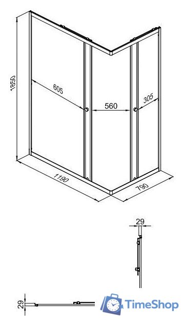 Душевой уголок Triton Вента-БВ 120x80 (без поддона) - Изображение №8 — Интернет-магазин Time-Shop
