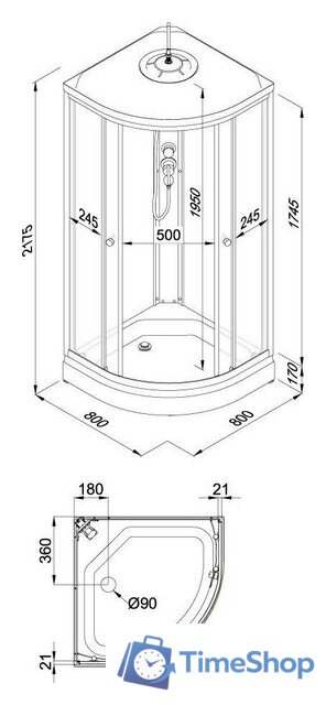 Душевая кабина Triton Вельвет А 80х80 - Изображение №9 — Интернет-магазин Time-Shop