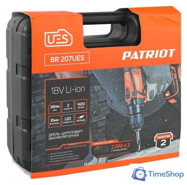Дрель-шуруповерт Patriot BR 207UES 180301507 (с 2-мя АКБ, кейс) - Изображение №12 — Интернет-магазин Time-Shop