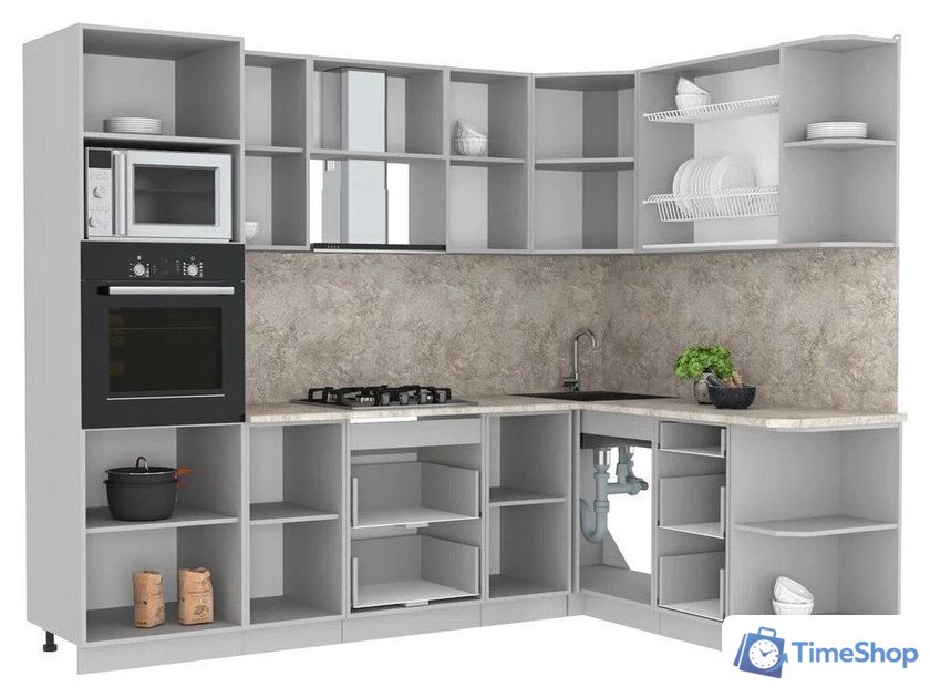 Готовая кухня Интерлиния Мила Лайт 1.68x2.6 правая (вудлайн кремовый/антрацит/малага) - Изображение №2 — Интернет-магазин Time-Shop