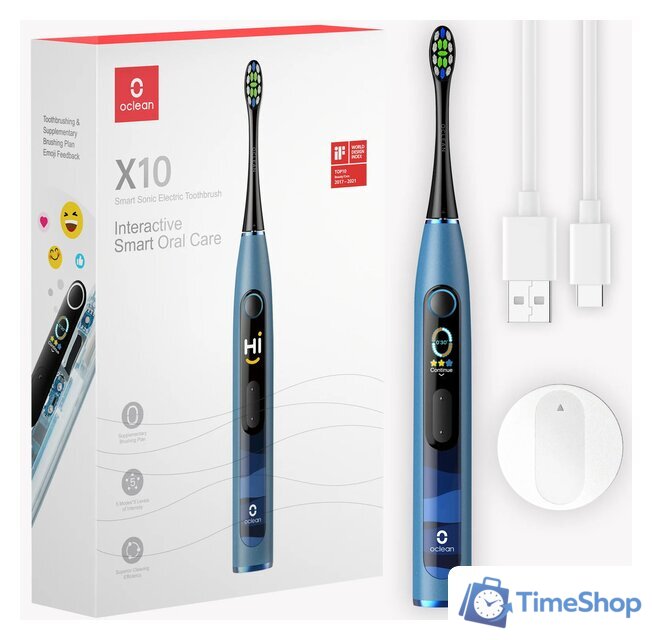 Электрическая зубная щетка Oclean X10 Smart Electric Toothbrush (синий) - Изображение №1 — Интернет-магазин Time-Shop