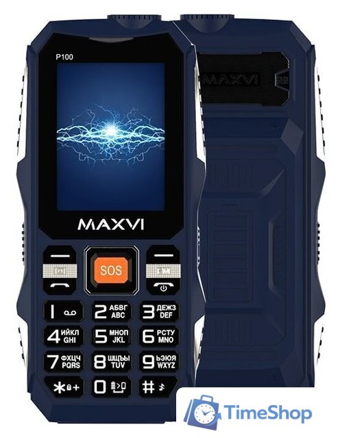 Кнопочный телефон Maxvi P100 (синий) - Изображение №1 — Интернет-магазин Time-Shop