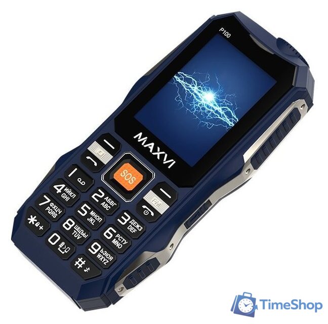 Кнопочный телефон Maxvi P100 (синий) - Изображение №6 — Интернет-магазин Time-Shop