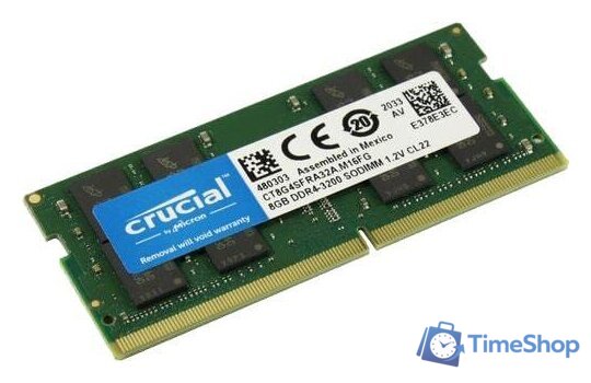 Оперативная память Crucial 8GB DDR4 SODIMM PC4-25600 CT8G4SFRA32A - Изображение №2 — Интернет-магазин Time-Shop