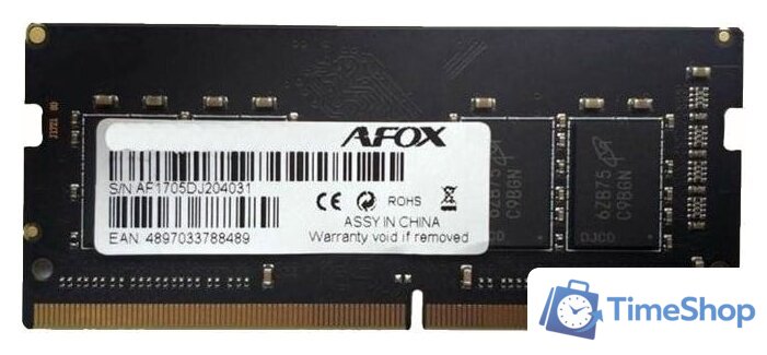 Оперативная память AFOX 8GB DDR4 SODIMM PC4-21300 AFSD48FH1P - Изображение №1 — Интернет-магазин Time-Shop