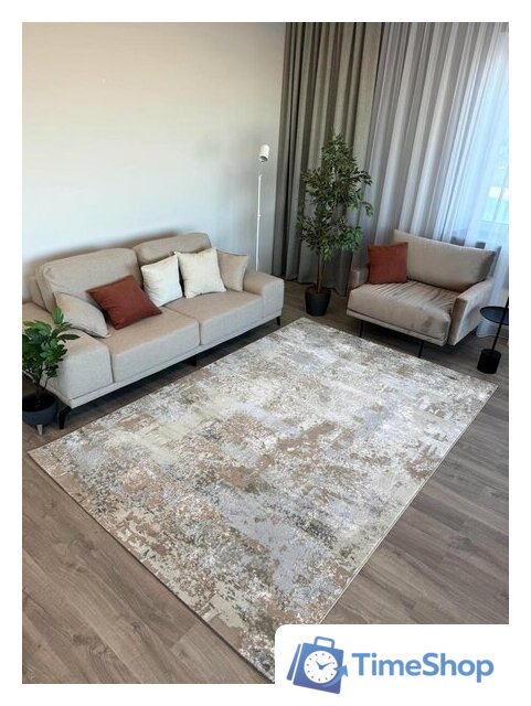 Ковер для жилой комнаты Radjab Carpet Бьянка прямоугольник D056A 7583RK-b 1.6x2.3 (cream shirink/vizon fdy) - Изображение №4 — Интернет-магазин Time-Shop