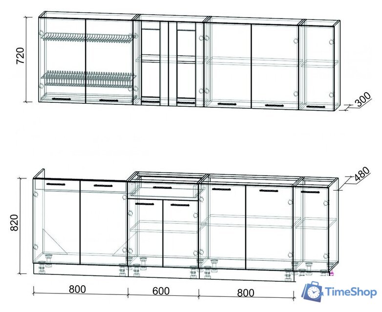 Готовая кухня Интерлиния Мила 25 без столешницы (бетон/антрацит) - Изображение №2 — Интернет-магазин Time-Shop