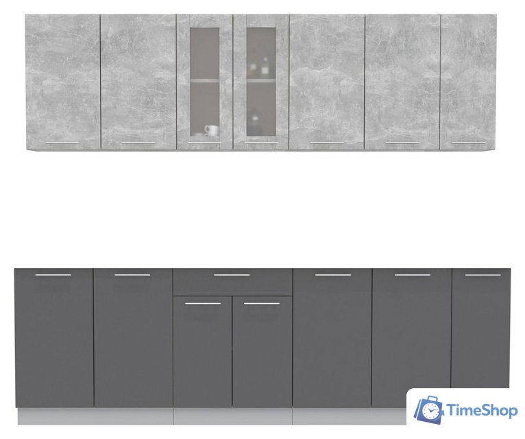 Готовая кухня Интерлиния Мила 25 без столешницы (бетон/антрацит) - Изображение №1 — Интернет-магазин Time-Shop