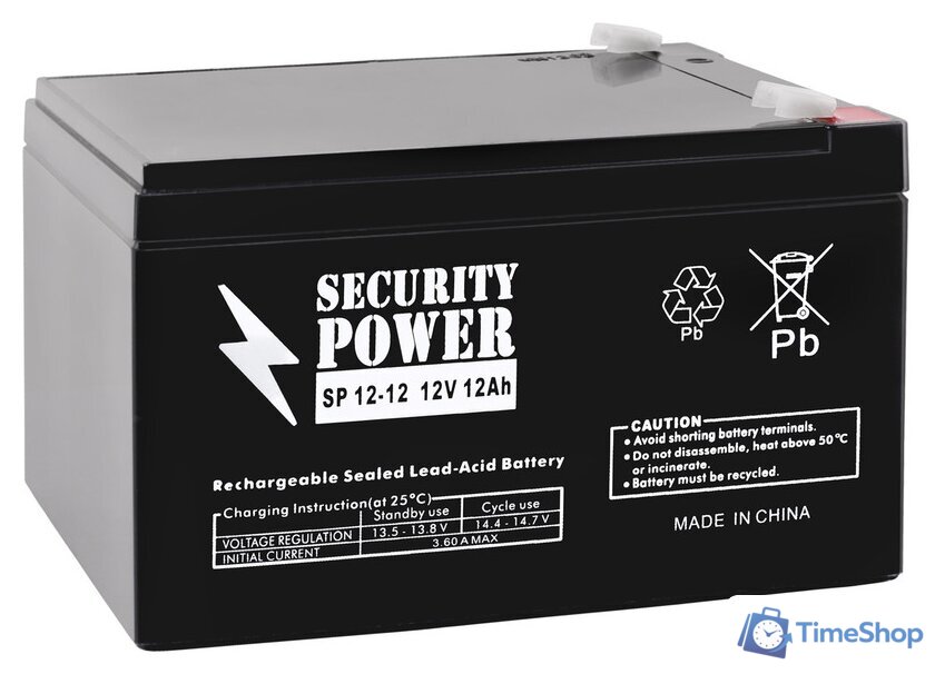 Аккумулятор для ИБП Security Power SP 12-12 F1 (12В/12 А·ч) - Изображение №1 — Интернет-магазин Time-Shop