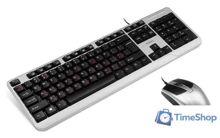 Офисный набор SVEN KB-S330C (черный/серебристый) - Изображение №3 — Интернет-магазин Time-Shop