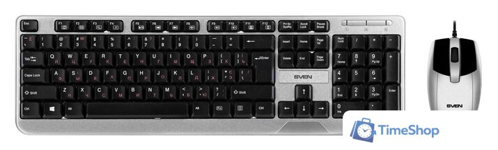Офисный набор SVEN KB-S330C (черный/серебристый) - Изображение №1 — Интернет-магазин Time-Shop