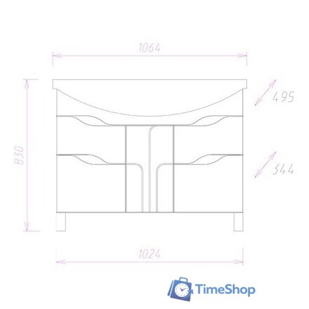  Onika Тумба под умывальник Веронэлла 105.16 110508 - Изображение №2 — Интернет-магазин Time-Shop