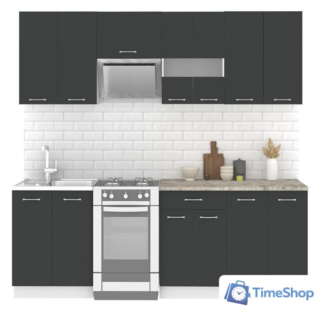 Готовая кухня Mio Tesoro Экстра-лайт 2.2 (антрацит/марсель) - Изображение №1 — Интернет-магазин Time-Shop