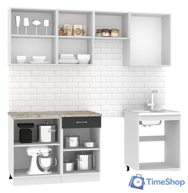 Готовая кухня Mio Tesoro Экстра-лайт 2.2 (антрацит/марсель) - Изображение №2 — Интернет-магазин Time-Shop