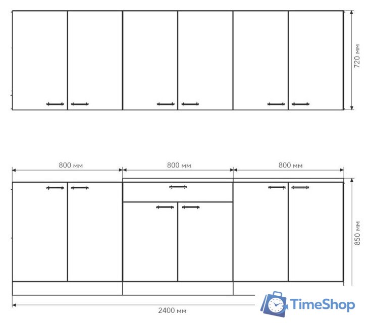 Готовая кухня Агута Альфа 2.4 (скандинавское дерево/скандинавское дерево/этория) - Изображение №2 — Интернет-магазин Time-Shop