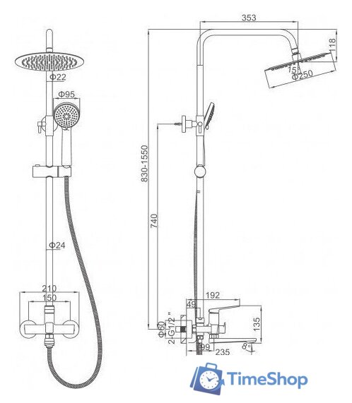 Душевая система  Ledeme L2491 - Изображение №8 — Интернет-магазин Time-Shop