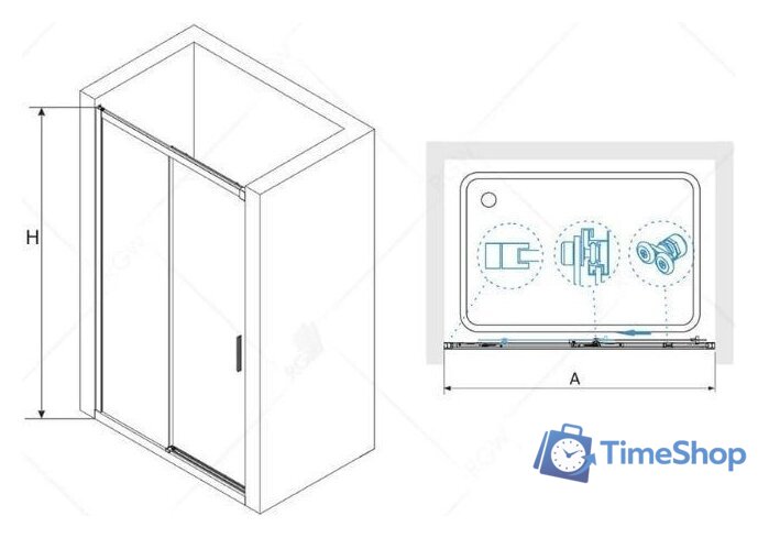 Душевая дверь RGW LE-12B 130 (черный/прозрачное стекло) - Изображение №4 — Интернет-магазин Time-Shop