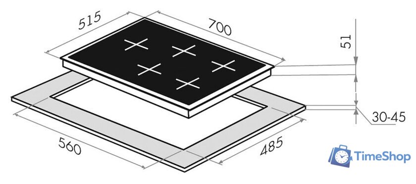 Варочная панель MAUNFELD EGHE.75.33CBG1.R/G - Изображение №2 — Интернет-магазин Time-Shop