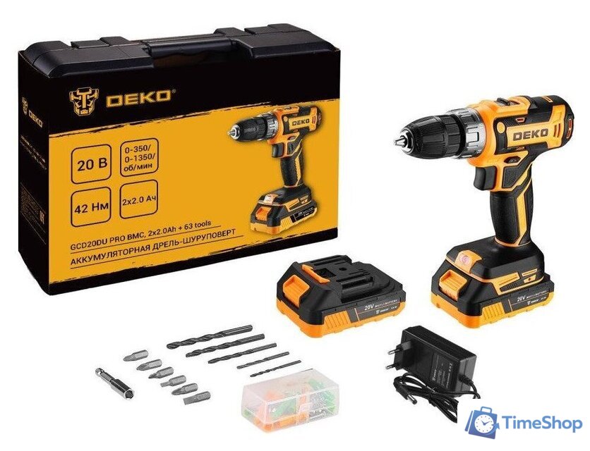 Дрель-шуруповерт Deko GCD20DU PRO Set 083-1040 (с 2-мя АКБ, кейс) - Изображение №1 — Интернет-магазин Time-Shop