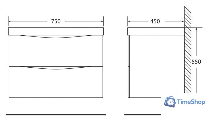  BelBagno Тумба под умывальник Marino-750-2C-SO-BO-P (bianco opaco) - Изображение №3 — Интернет-магазин Time-Shop